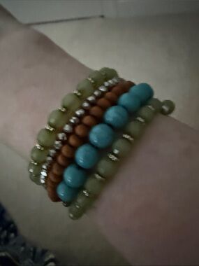 Stacked Bead Wrap Style Five Strand Bracelet